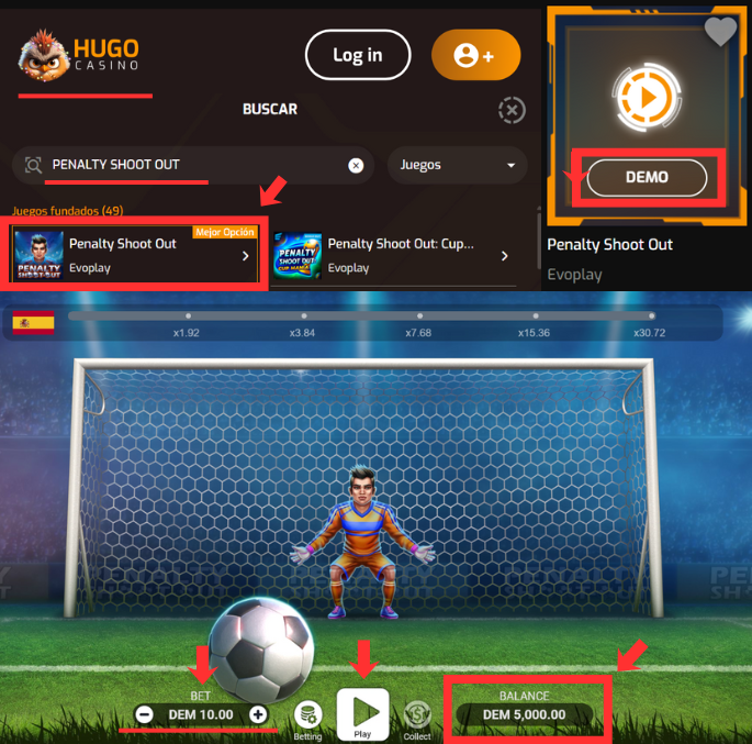 Jugar en demo paso a paso